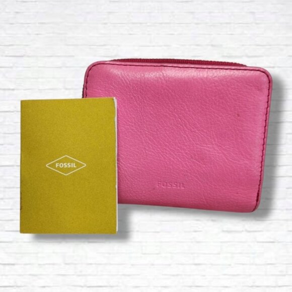 Fossil Hot Pink Leather Compact Wallet - Picture 1 of 16